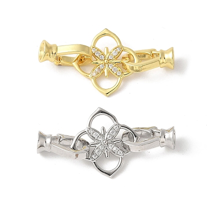 Латунный паве из прозрачного кубического циркония с застежками, без свинца и без кадмия, долговечный, стойки покрытие, цветок