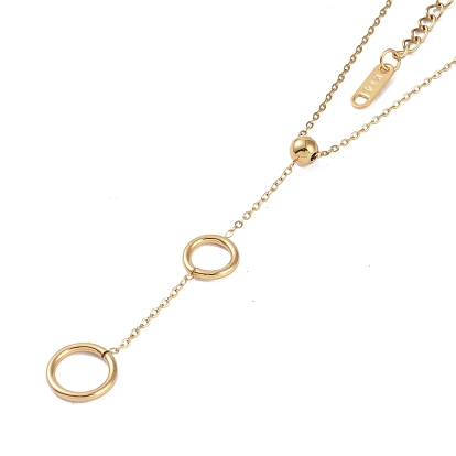 Ion Plating(IP) 304 Stainless Steel Cable Chain Necklaces, Ring & Round Pendant Necklaces for Women