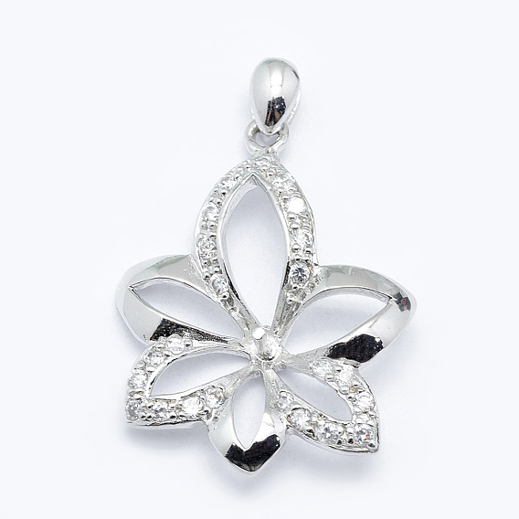 Стерлинговый серебристый кубический цирконий, за половину пробурено бисера, с печатью 925, цветок
