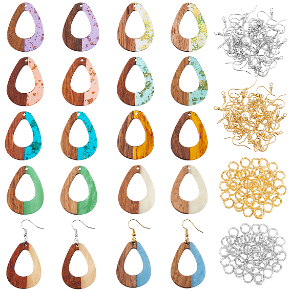 Наборы для изготовления сережек diy, в том числе подвески из смолы и ореха, медные крючки и кольца для сережек, слеза