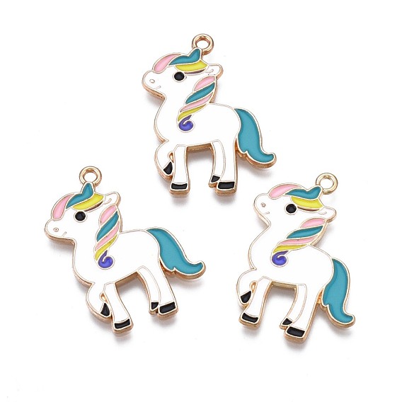 Colgantes de la aleación del esmalte, la luz de oro, sin plomo y cadmio, caballo