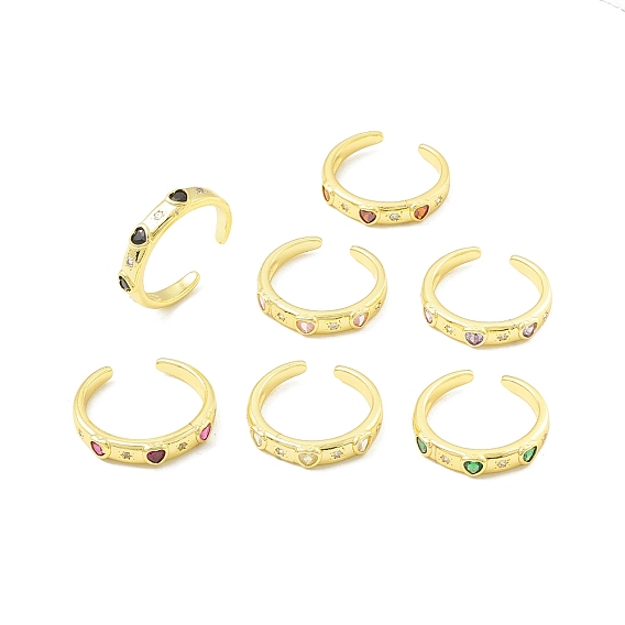 Открытое кольцо-манжета с кубическим цирконом, настоящие позолоченные украшения из латуни для женщин, без свинца и без кадмия