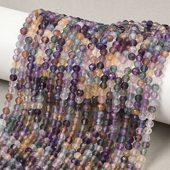 Природных красочные флюорита бисер нитей, круглые, граненые