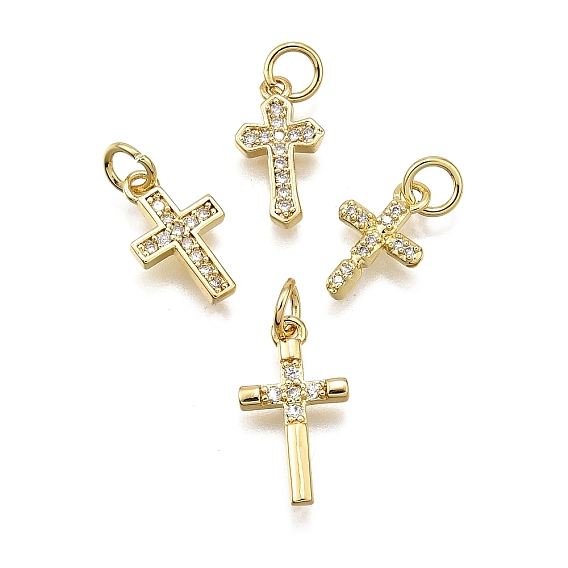 Латунные микро проложить кубического циркония подвески, крестик, долговечный, без свинца и без кадмия, с целью перехода в кольце