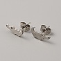 304 Stainless Steel Stud Earrings for Women, with Ear Nuts, Crocodiles
