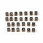 Rack Plating Brass Enamel Beads, Cadmium Free & Nickel Free & Lead Free, Real 18K Gold Plated, Cube with Letter A`Z