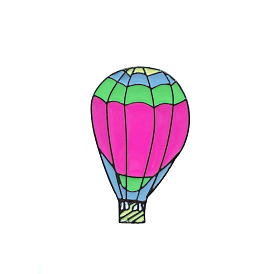 Cartoon Pink Hot Air Balloon Fun Badge for Fashionable Western Jacket Accessories