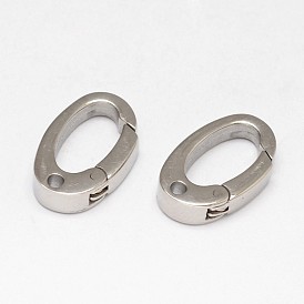 Oval 304 Stainless Steel Keychain Clasp Findings Finding, Snap Clasps, 15x9x3mm, Hole: 1.5mm