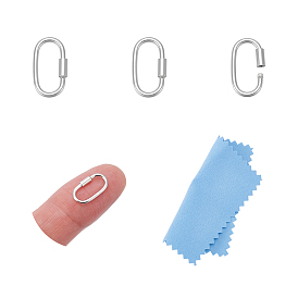 3шт. серебряный карабин с фиксатором, овальные, с замшевой тканью из поликарбоната квадратной серебряной полировальной салфеткой