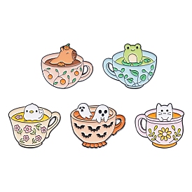 Cute Fresh Tea Cup Cat Brooch,  Alloy Enamel Pins