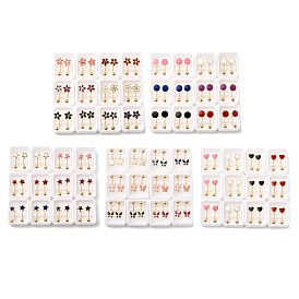 304 из нержавеющей стали серьги, с эмалью, золотые