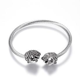 316 chirurgische Manschettenarmbänder aus Edelstahl, Löwenkopf