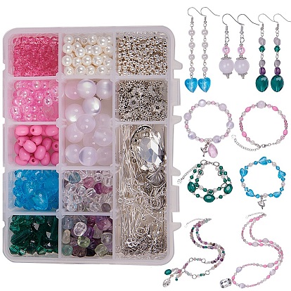 DIY Jewelry Set, with Mixed Material Beads and Metal Finding
