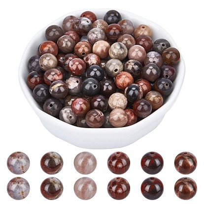 Natural Petrified Wood Round Bead Strands