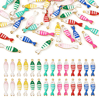 35шт. 7 цвета подвески из нержавеющей стали с эмалью, золотые, очарование рыбы