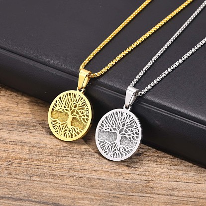 Colgantes de acero inoxidable collares, árbol de la vida