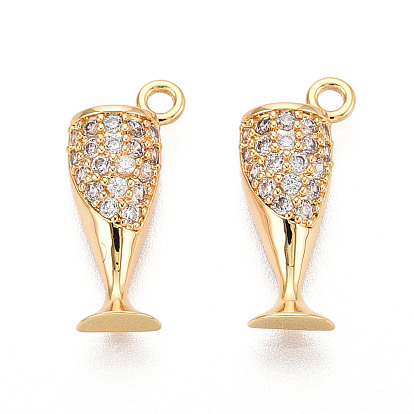 Подвески из латуни с прозрачным фианитом, бокал, без никеля 