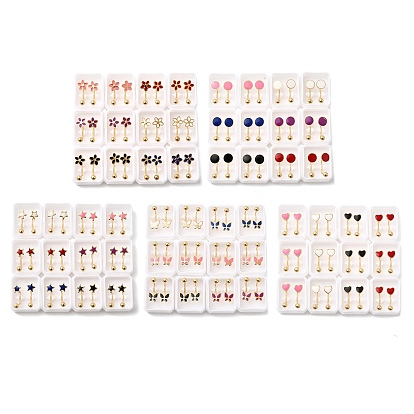 304 из нержавеющей стали серьги, с эмалью, золотые