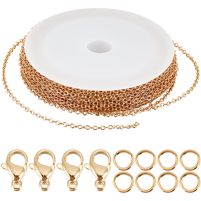 Набор для изготовления браслета-цепочки своими руками, включая латунные кабельные цепи и соединительные кольца, 304 нержавеющая сталь застежка когтя омара