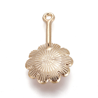 Alloy Enamel Pendants, with Acrylic Imitation Pearl, Flower, Light Gold