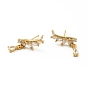 Cubic Zirconia Leaf Dangle Stud Earrings, Brass Jewelry for Women, Cadmium Free & Lead Free