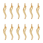 12Pcs Rack Plating Brass Pendants, with Jump Ring, Long-Lasting Plated, Cadmium Free & Lead Free, Horn of Plenty/Italian Horn Cornicello Charm