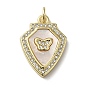 Brass Micro Pave Cubic Zirconia Pendants, Cadmium Free & Lead Free, with Shell, Butterfly