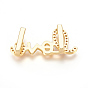 Brass Micro Pave Cubic Zirconia Letter Slide Charms, Lead Free & Cadmium Free & Nickel Free, Long-Lasting Plated, Word Love, Clear