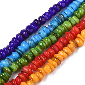Natural Trochid Shell/Trochus Shell Beads Strands, Dyed, Flat Round