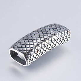 304 Stainless Steel Slide Charms, Rectangle with Snakeskin Pattern