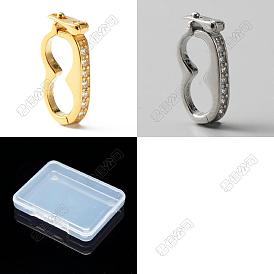 2Pcs 2 Colors 925 Sterling Silver Micro Pave Clear Cubic Zirconia Twister Clasp, Infinity