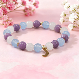 Эластичные браслеты из нержавеющей стали и драгоценных камней в европейском стиле, луна