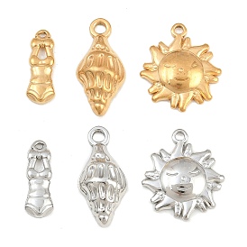 Pendentifs en acier inoxydable, Breloques en forme de coquillage/soleil/maillot de bain