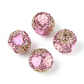 Полимерные глины из горного хрусталя из Индонезии, круглый и цветочный, бусины из стекла и сплава