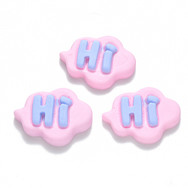 Resin Cabochons, Cloud with Word Hi