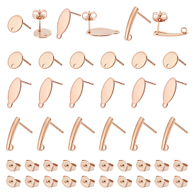 48Pcs 4 Style 304 Stainless Steel Stud Earring Findings, 304 Stainless Steel Ear Nuts