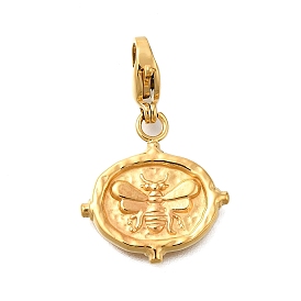 Овал с пчелой 304 подвесные украшения из нержавеющей стали, ионное покрытие (ip), с застежкой омар коготь