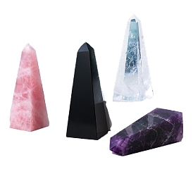 Pointed Tower Natural Gemstone Square Prism Figurines for Home Desktop Decoration