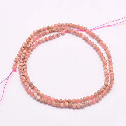 Natural Rhodonite Beads Strands, Grade AA, Faceted, Round