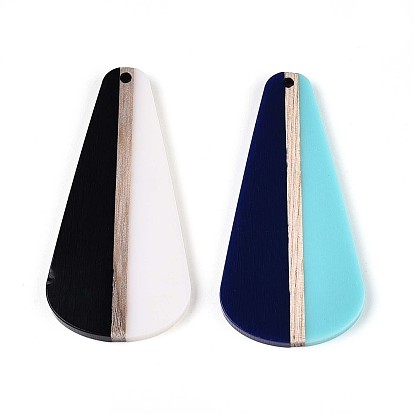 Кулоны из непрозрачной смолы и дерева, слеза, два тона