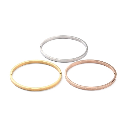 3Pcs 3 Color Ion Plating(IP) 304 Stainless Steel Roman Numerals Bangle, Stackable Bracelet for Women