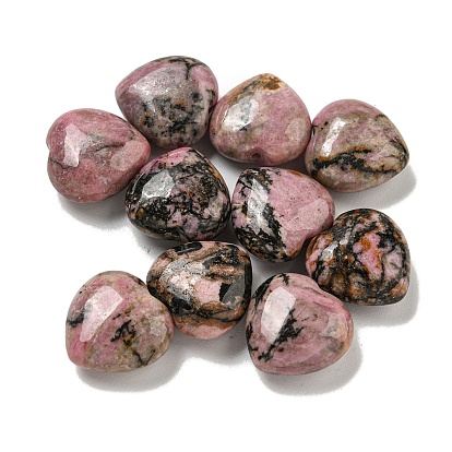 Natural Rhodonite Beads, Half Drilled, Heart