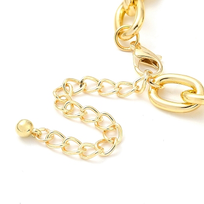 2Pcs 2 Styles Golden Aluminum Pendant Necklaces Set, Oval Link Chains Necklaces