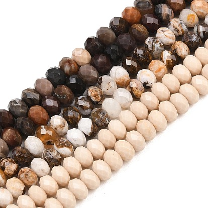 Природные окаменелое дерево бисер пряди, рондель, граненые