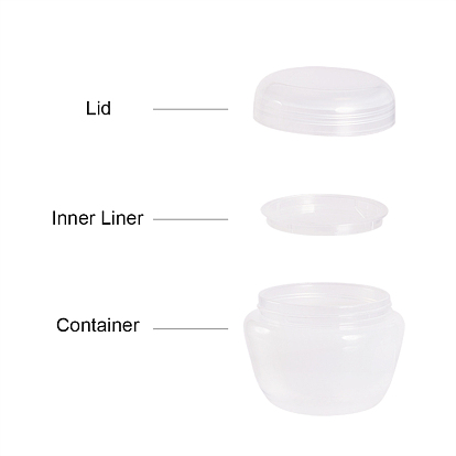 BENECREAT PP Plastic Portable Mushroom Cream Jar, Empty Refillable Cosmetic Containers, with Screw Lid & Inner Cover