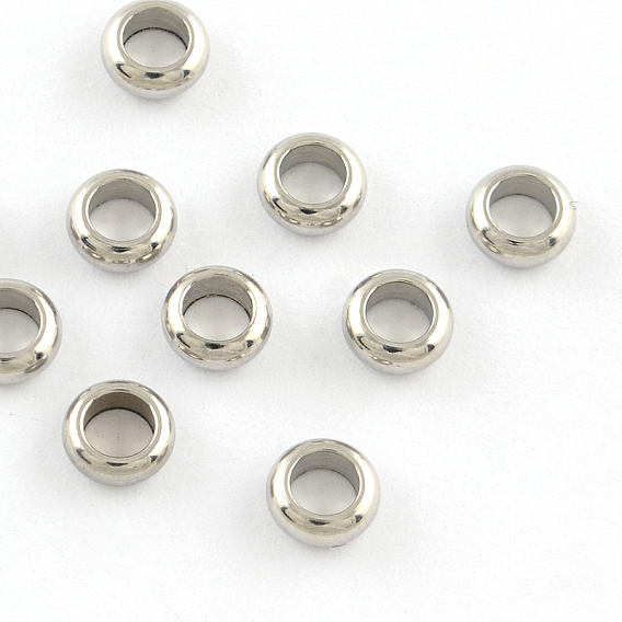 201 Stainless Steel Ring Spacer Beads, 5x2mm, Hole: 3mm
