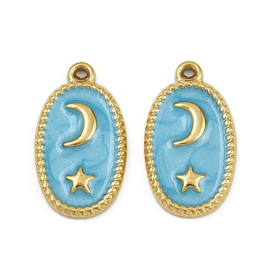 304 нержавеющей стальной эмали подвески, ионное покрытие (ip), овал с подвесками в виде звезд и луны