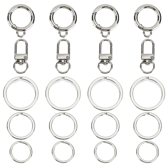 30 шт 5 стили пружинные кольца из сплава, застежками сплава поворотные, железные разрезные кольца