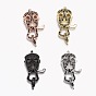 Brass Micro Pave Cubic Zirconia Lobster Claw Clasps, Long-Lasting Plated, Skull