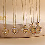 Love Pearl Zircon Stainless Steel Necklace with 14K Gold Plated Pendant - Luxurious and Elegant Design